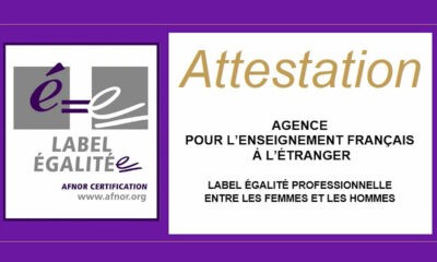 Égalité professionnelle hommes-femmes : l’AEFE labélisée !