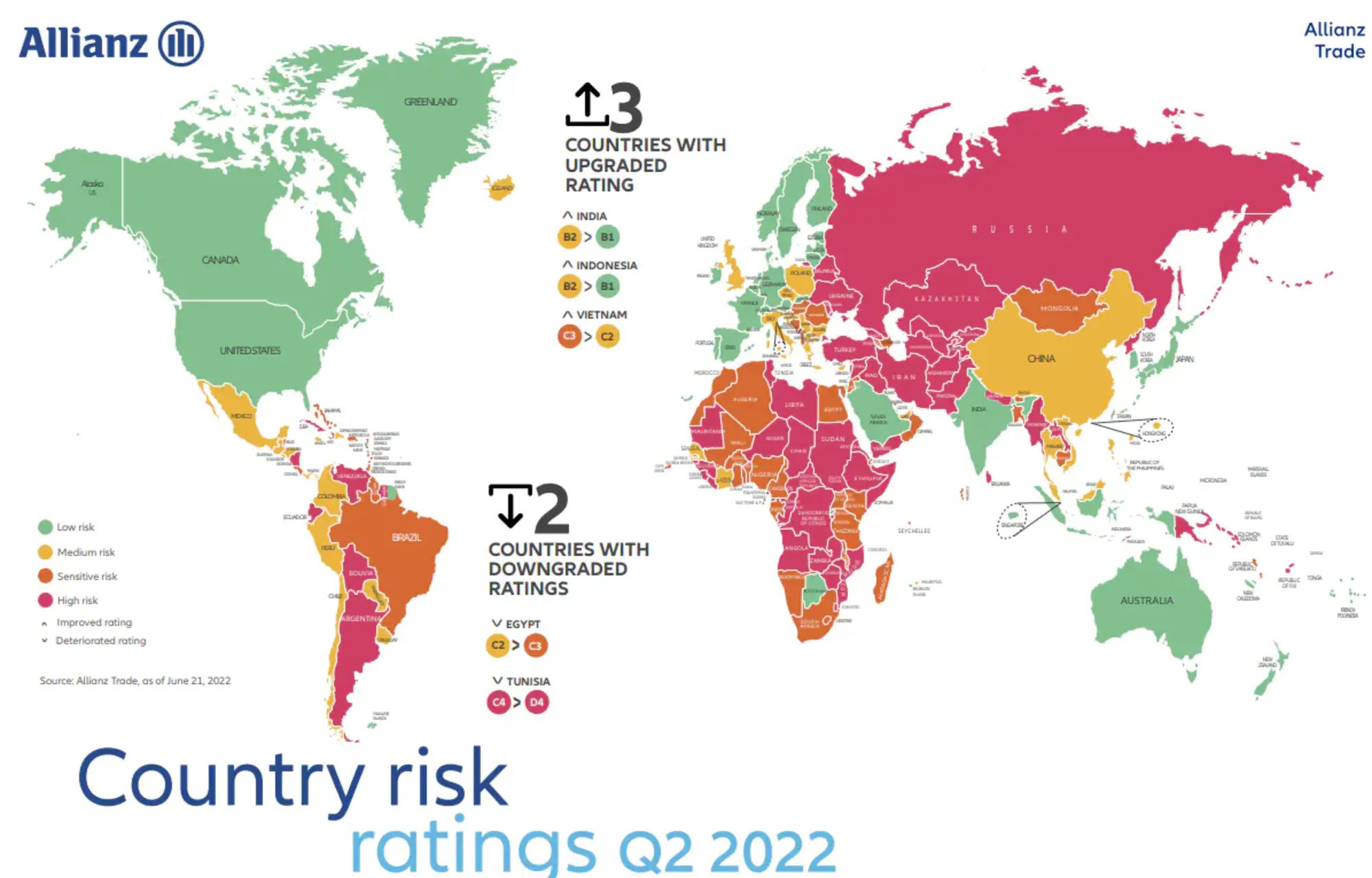 Allianz Trade met à jour sa carte risque pays