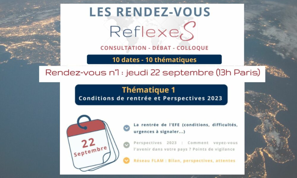 Le premier rendez-vous “RéflexeS“ aura lieu le 22 septembre