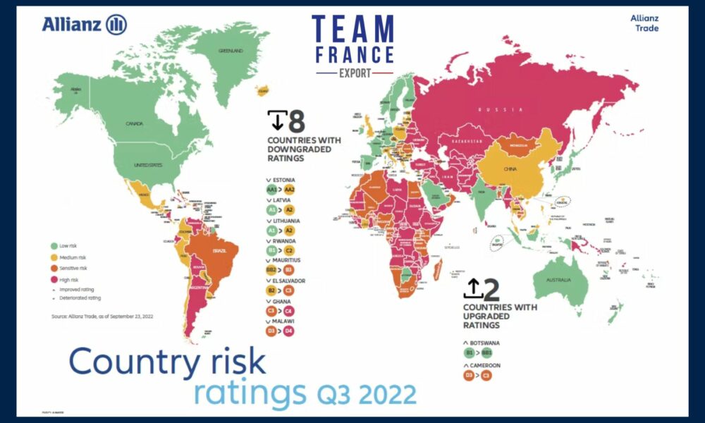 Team France Export : mise à jour de la carte “risques pays“ d’Allianz Trade