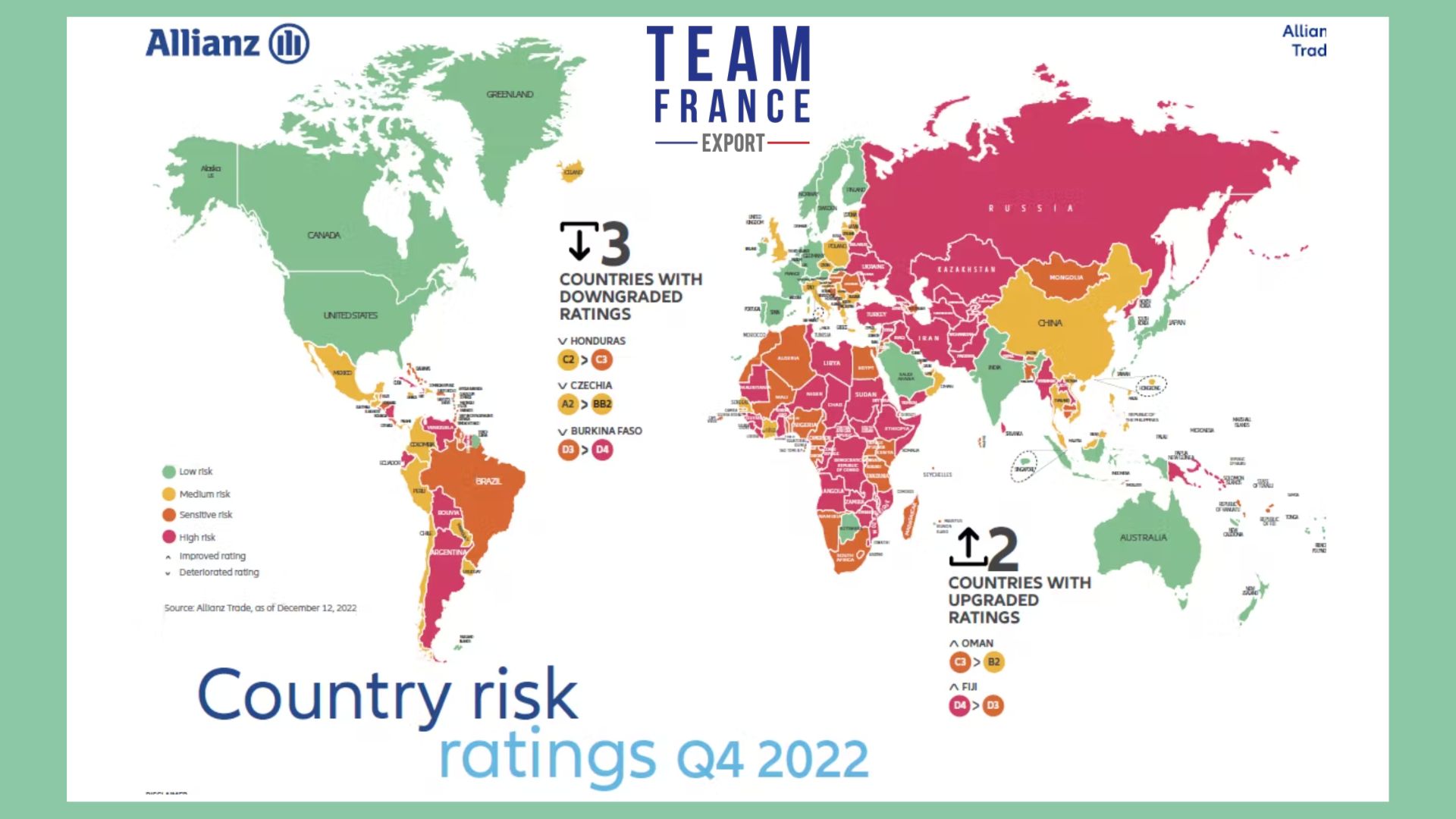 Team France export et Allianz trade: mise à jour de la carte «risques pays»